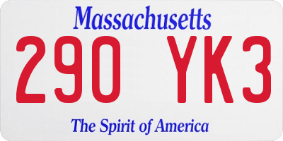 MA license plate 290YK3