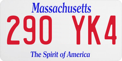 MA license plate 290YK4