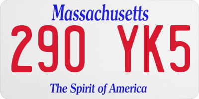 MA license plate 290YK5