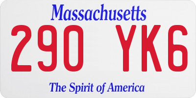 MA license plate 290YK6