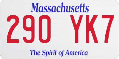 MA license plate 290YK7
