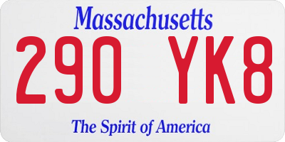 MA license plate 290YK8