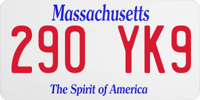 MA license plate 290YK9