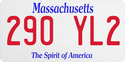 MA license plate 290YL2