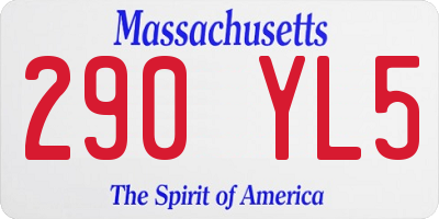 MA license plate 290YL5