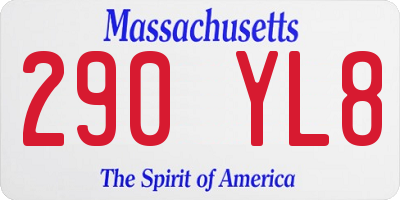 MA license plate 290YL8