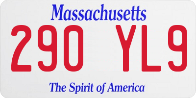 MA license plate 290YL9