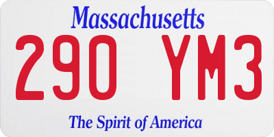 MA license plate 290YM3