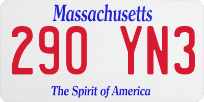MA license plate 290YN3