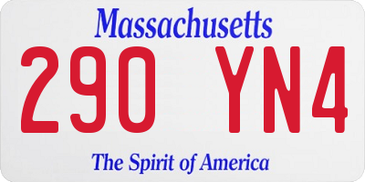 MA license plate 290YN4