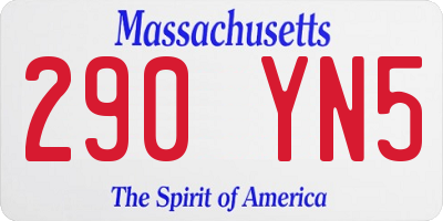MA license plate 290YN5