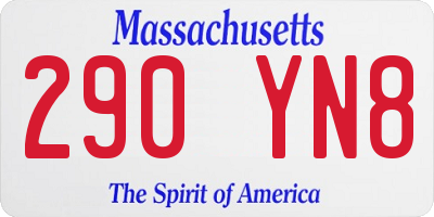 MA license plate 290YN8