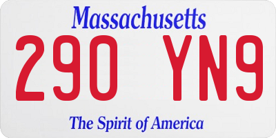 MA license plate 290YN9