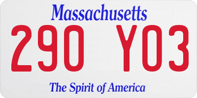MA license plate 290YO3