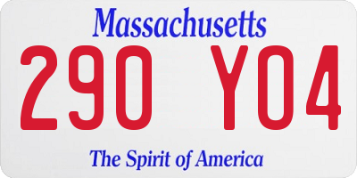 MA license plate 290YO4