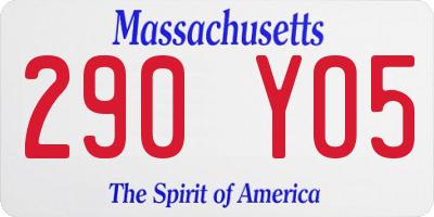MA license plate 290YO5