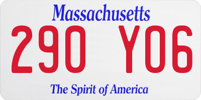 MA license plate 290YO6