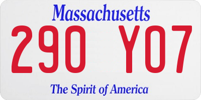 MA license plate 290YO7