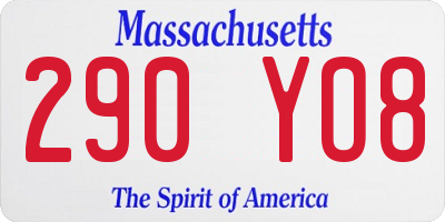 MA license plate 290YO8