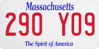 MA license plate 290YO9