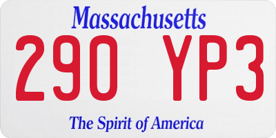 MA license plate 290YP3