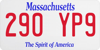 MA license plate 290YP9