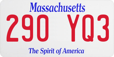 MA license plate 290YQ3