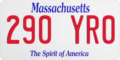 MA license plate 290YR0