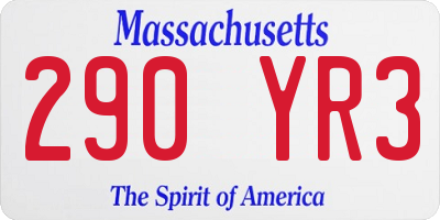 MA license plate 290YR3