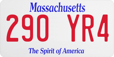 MA license plate 290YR4