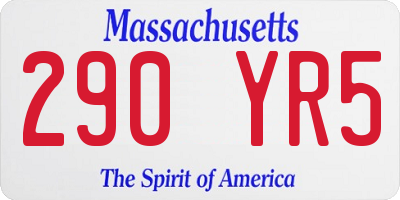 MA license plate 290YR5
