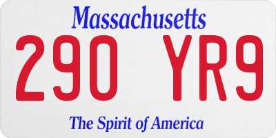 MA license plate 290YR9