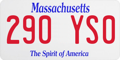 MA license plate 290YS0