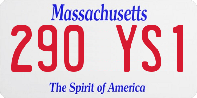 MA license plate 290YS1