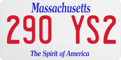 MA license plate 290YS2