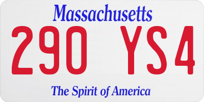 MA license plate 290YS4