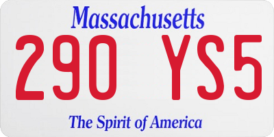 MA license plate 290YS5
