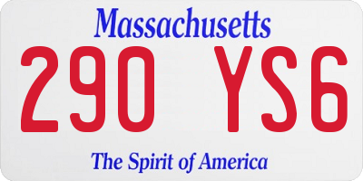 MA license plate 290YS6