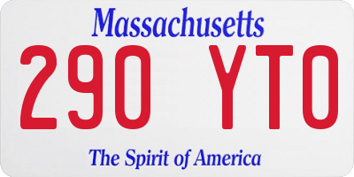 MA license plate 290YT0