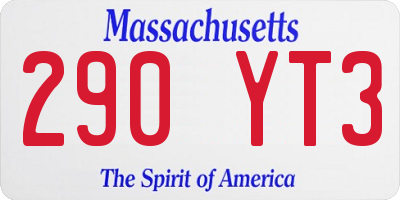 MA license plate 290YT3