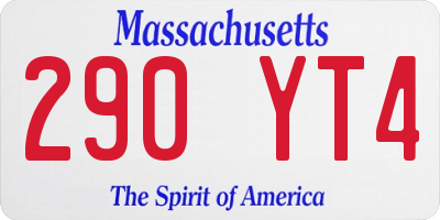 MA license plate 290YT4