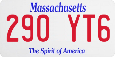 MA license plate 290YT6