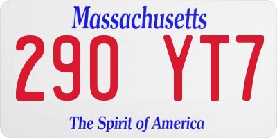 MA license plate 290YT7