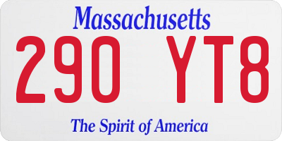 MA license plate 290YT8