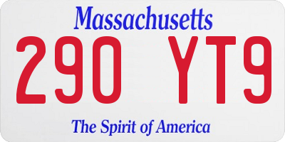 MA license plate 290YT9