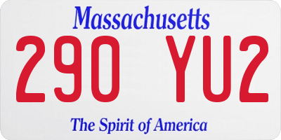MA license plate 290YU2