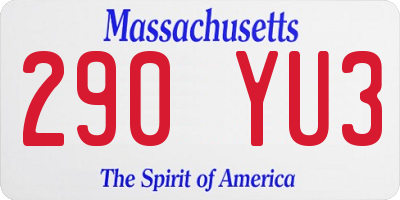 MA license plate 290YU3