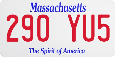 MA license plate 290YU5