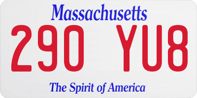 MA license plate 290YU8