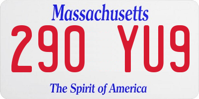 MA license plate 290YU9